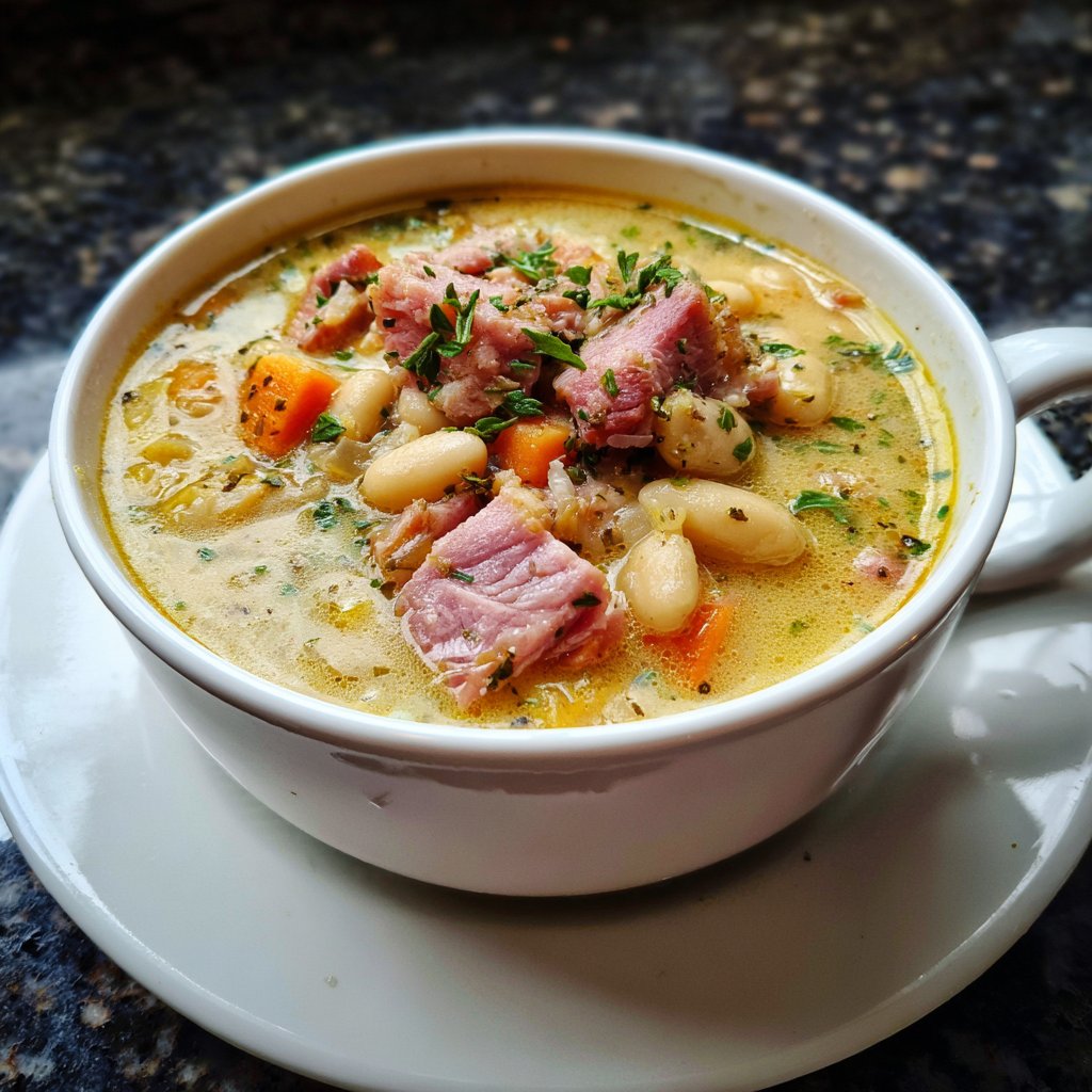 Homestyle Slow Cooker Ham and Bean Soup