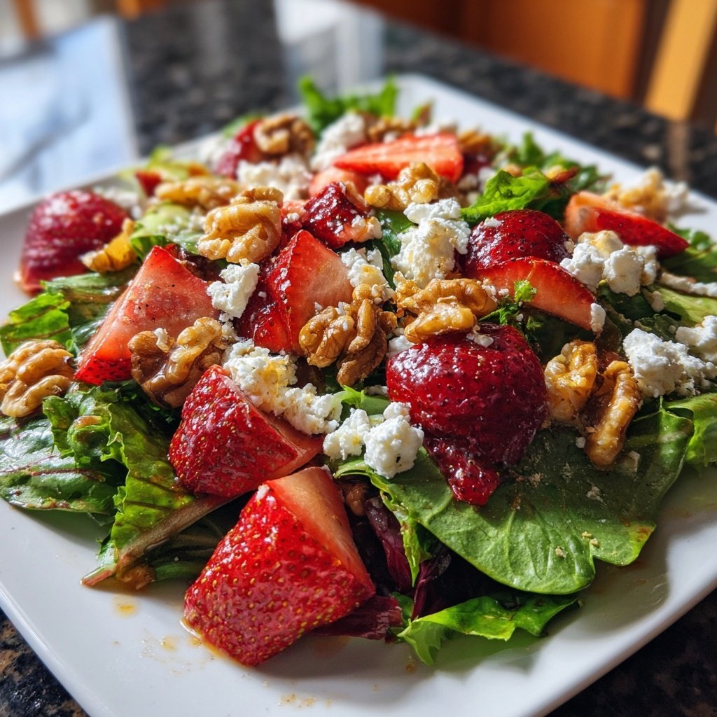 Strawberry Walnut Salad with Cheese